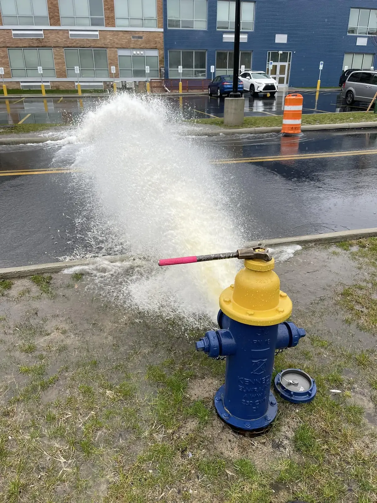 Fire hydrant flow test in progress, Mentor, OH