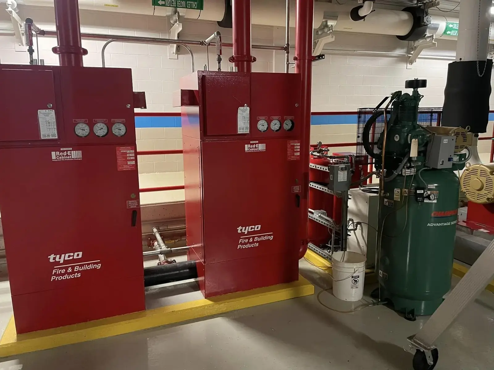 Fire pump mechanical room with air compressor, Mentor, OH